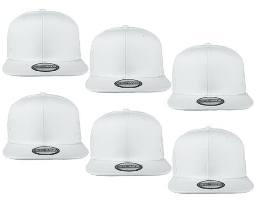 Image of Gelante Plain Blank Flat Brim Adjustable Snapback Baseball Caps LOT 6 Pack