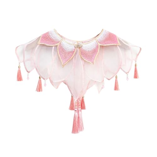 Capa de poliéster ligera bordada desmontable con cuello tradicional para niños, celebración de cumpleaños, actividades culturales, festivales, borlas con cuentas, realce de disfraz para niños, pin