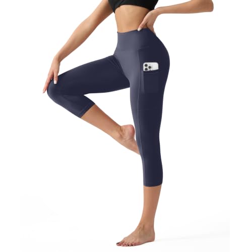 Image of YUDSUD High Waisted Leggings for Women with Pockets - Tummy Control Capris Yoga Pants for Workout Running Athletic Cycling