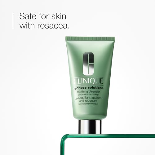 Clinique Redness Solutions Soothing Oil Free Cream Face Cleanser With Probiotic Technology | Appropriate For Skin With Rosacea, 150 ml.