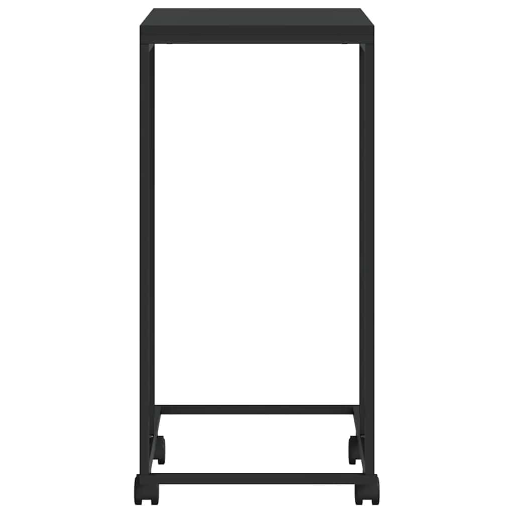 Mesa auxiliar con ruedas, color negro, 40 x 30 x 63,5 cm, diseño C, de madera y hierro, mesa baja moderna, pequeña, ahorra espacio y resistente, para salón, dormitorio, oficina