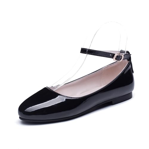 Women's Retro Penny Ankle Strap Closed Round Toe Low Chunky Heel Buckle Comfortable Ballets Work Vintage Office Flats Formal Occasion Concise Dating Business Casual Daily Wear Shoes