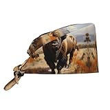 YYHWHJDE Cleaning Working Cap North American Bison Herd Pattern - Soft for Women & Men, Adjustable, Breathable Black, Schwarz , Einheitsgröße