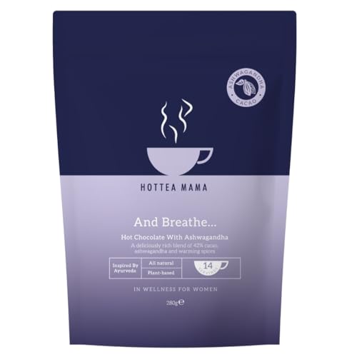HOTTEA MAMA | And Breathe… | Ashwagandha Hot Chocolate | Adaptogenic | 42% Cacao | Ashwagandha Root | Chai Spices | 280g (14 mugs of hot chocolate)