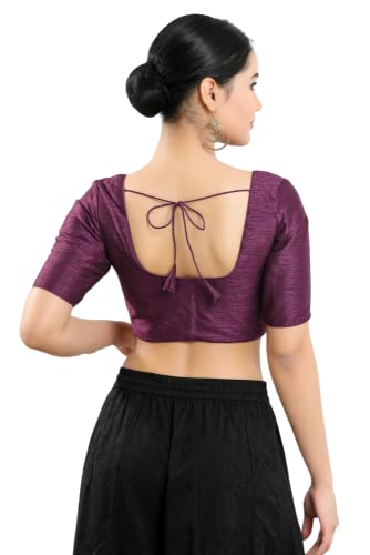 Image of Vamas Women's Silk Padded Self Design Half Sleeve Readymade Saree Blouse (X-766.N)