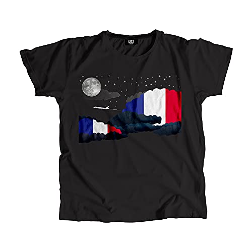 T-shirt France Night Clouds haut mode unisexe motif nuages de nuit