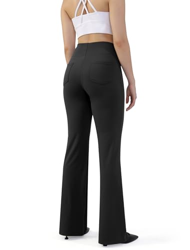 Flare Work Slacks for Women Dress Pants Pull On Stretch Work Pants Business Casual Office Trousers with Pockets4