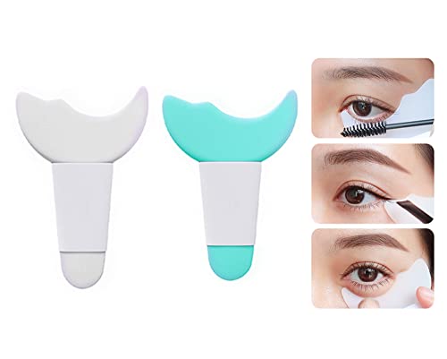 Mascara Eyelash Shield Applicator Guard Tool,3-in-1 Eyelash, Eye Shadow, Eyeliner Makeup Guide Tool, Eyelash Brush, Eyelash Comb Beauty Tool(2PCS) White, Green