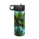 Summer Palm Tree Printing - Hervidor deportivo aislado portátil de acero inoxidable para gimnasio, camping