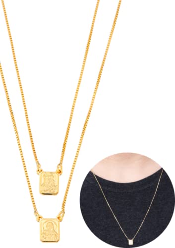 Escapulário Masculino Nossa Senhora Aparecida e Nossa senhora do Carmo banhado a ouro 18 k