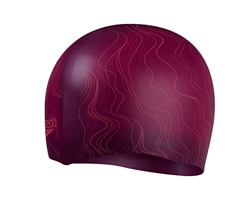 Speedo Long Hair Printed Swim Cap - Chockaberry/Cherry/Cinder Rose #TOP1