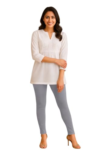 Image of Amazon Brand - Anarva Women's Super Cotton Combed Slim Fit Elastane Stretch Comfort Ankle Length Leggings with Ultrasoft Waistband