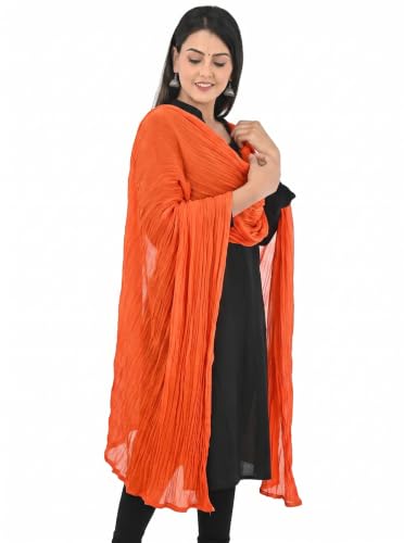 Image of Women's Solid Plain Pure Cotton long Dupatta & Chunnis odhni with pom pom border, 2.25 meter
