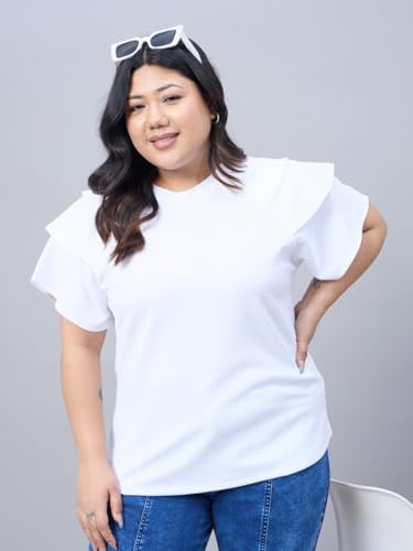 Top blanc en maille polyester pour femme Style Quotient Plus