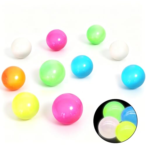 10Pcs Sticky Balls Toys Sticky Balls To Throw At Ceiling Night Glow In The Dark Cool Stuff for Bedrooms Jumping Fun Decompression Stress And Anxiety Relief for Adults And Kids Party Favors