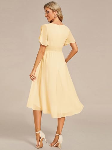 Image of Ever-Pretty Women's Chiffon Crew Neck Empire Waist Wedding Guest Dress Summer Short Sleeve Semi Formal Dresses 02053