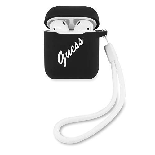 Guess - Custodia in silicone vintage per GUACA2LSVSBW AirPods Cover Nero e Bianco