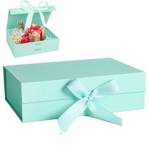 Geschenkkarton, Geschenkbox mit Deckel, 23x17 x7 cm Geschenkverpackung Box, Dekorative Box mit Schleife Magnetische, Rechteckige Geschenkverpackung, für Hochzeiten, Geburtstage, Jubiläen (Grün)