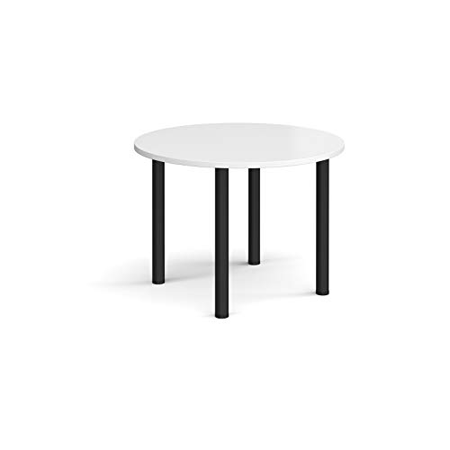 Mr Office Circular radial leg meeting table - black legs, White, 1000