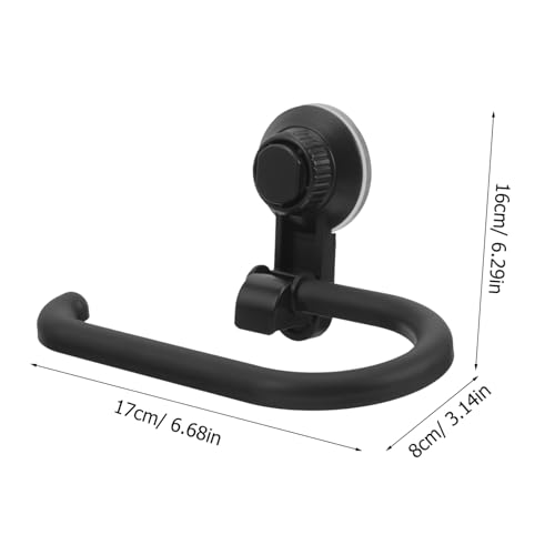 Angoily Suction Cup Toilet Paper Holder Wall Mounted Bathroom Tissue Roll Dispenser Black Portable Paper Towel Holder for Kitchen Washroom - Image 3