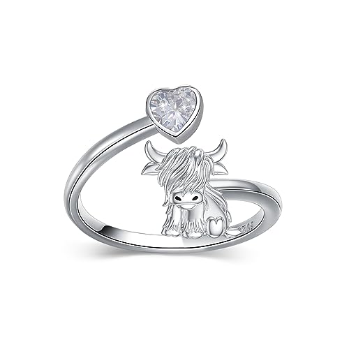 Bague vache écossaise en argent symbole d'amour et de tendresse