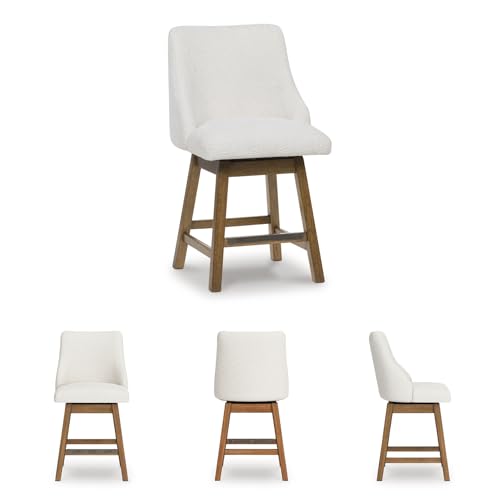 Signature Design By Ashley Cabalynn Upholstered Counter Height Bar Stool, Set of 2, Performance Fabric, Wood, 20.5" W x 23.5" D x 38.63" H, Cream/Brown by Signature Design by Ashley - Image 3