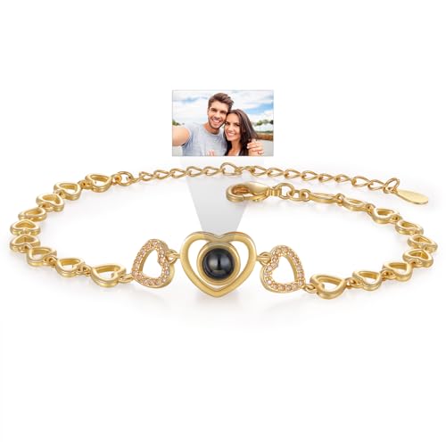 Bracelet with Picture inside Custom Picture Bracelet Personalized Photo Projection Memorial Mom Gifts for Women Wife Nana