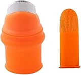 1Set Orange Gardening Silicone Thumb Knife with Finger Cots Thumb Knife Picker for Fruits (5.3x2.7cm)