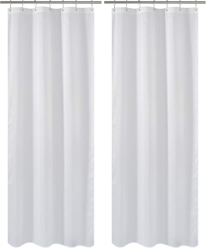 Image of N&Y HOME Fabric Shower Curtain or Liner 36 x 72 Inches Bath Stall Size with 2 Bottom Magnets, Hotel Quality, Washable, Water Repellent, White Spa Bathroom Curtains with Grommets, 36x72 (Pack of 2)