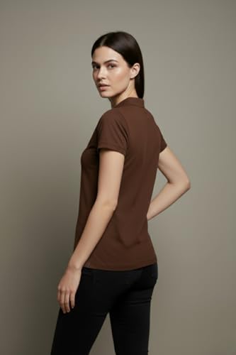 Image of BEAR THREAD Women's Plain Polo T-Shirt | Classic Collared Half Sleeve Top | Soft Breathable Lightweight Fabric | Solid Casual Summer Polo Tee