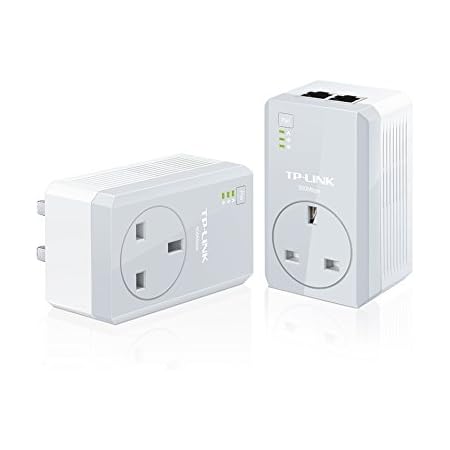 TP-Link 500 Mbps 2-Port Passthrough Powerline Adapter Starter Kit, No Configuration Required, UK Plug (TL-PA4020PKIT) - Pack of 2