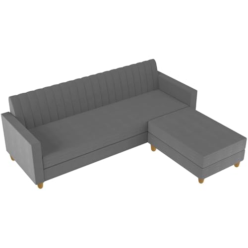Image of Rosebell 3 + 1 Wooden L Shape Four Seater Sofa Set for Living Room Furniture Set| Velvet Upholstery Sectional Couch & Compact Living Spaces & Office-Grey