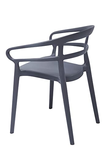 Amazon Basics Dark Grey, Curved Back Dining Chair-Set Of 2, Premium Plastic #TOP3