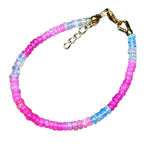 Bracelet opale rose d'Éthiopie de 3mm avec perles lisses de prestige LKBEADS
