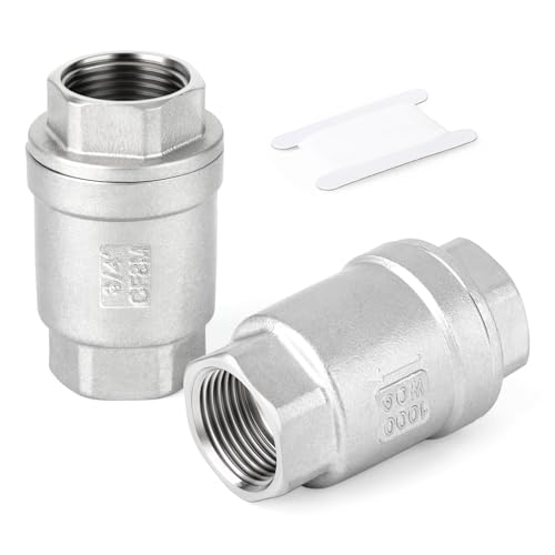 TAISHER 2PCS 304 Stainless Steel 3/4" Female Vertical Check Valve，Backflow Prevention, One Way Spring Check Valves CF8 WOG 1000 by TAISHER - Used condition - US$18.04