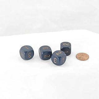 Dusty Blue Opaque Dice with Gold Numbers D3 (D6 1-3 Twice) 16mm (5/8in) Pack of 4 Wondertrail