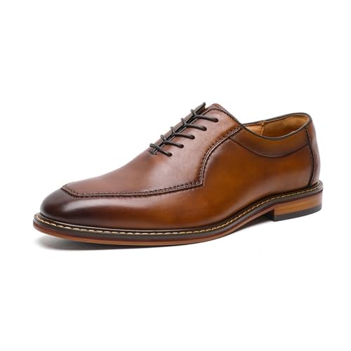 Leather Shoes Men's Genuine Leather Top Layer Cowhide Men's Leather Shoes Business Dress Men's Shoes Oxford Shoes Vintage Casual Shoes(Darkbrown,39)