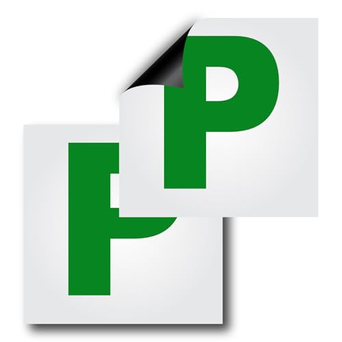 P Plates Magnetic UK, Pack of 2 DVLA Approved Size, Thick P Plates New Driver, Reusable,Scratch/Residue-Free, Water/Windproof, Tear-Resistant, Provisional Driver Pass Plates for Car
