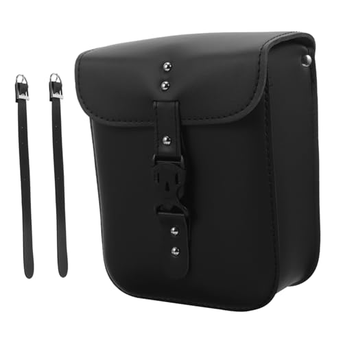 ARTSEWPLY Bolsa de Herramientas para Motocicleta Vintage de Sintético Bolsa de Sillín y Lateral Multifunción Diseño Retro Elegante Color Negro Frontal o Trasera para Moto y Scooter