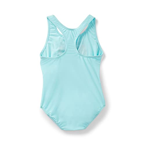 Speedo Girls' Standard Swimsuit One Piece Thick Strap Racer Back Printed, Rainbow Stripe Aqua, 8 #TOP1