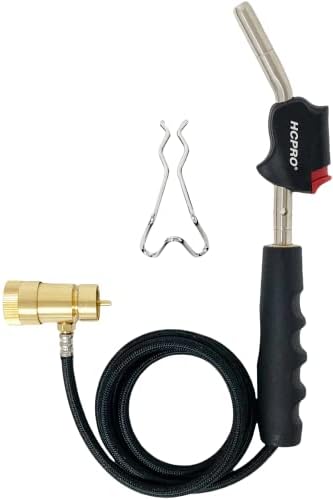 HCPRO BLAZE HC-BZT5 Self igniting 1.5M/5Ft 60" Hose, Gas Welding Torch, Swirl Flame, use w/MAPP/MAP PRO/PROPANE Max operating Temp 1982 °C / 3600 °F w/Hook for Welding, HVAC, Brazing, plumbing