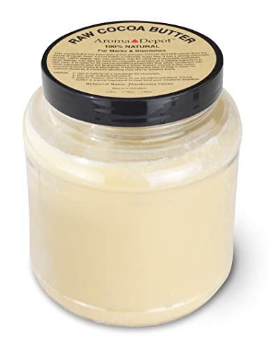 Aroma Depot 3Lb / 48 Oz Raw Cocoa Butter Unrefined 100% Natural Pure Great For Skin, Body, Hair Care. Dyi Body Butter, Lotions, Creams Reduces Fine Lines, Wrinkles, Used For Eczema Psoriasis #TOP13