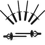3/16'' * 4/5'' Tri-Fold Large Head Aluminum Pop Blind Rivets – Bulb Style Tri-Grip Split Bifurcated Fasteners for Kayak, Marine, Boat, Trailer, DIY Projects (50, Black, One Size)
