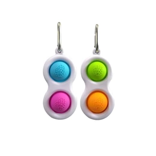 N2 Simple Dimple Fidget leksak – nyckelring fidgetringar för ångest – stressavlastande leksaker för barn och vuxna – bekvämt och bärbart metallspänne – hållbara och säkra material – färgglada och roliga (2 st)