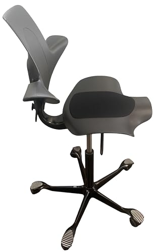 Image of HAG Capisco Puls Adjustable Standing Desk Chair - Black Frame - Black - Partial Cushion