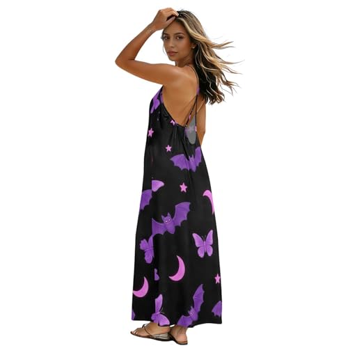 Robe longue noire à dos ouvert : robe d'été sexy chic et fluide pour femme