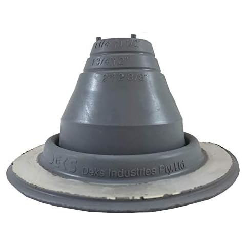 #1 (1/4" - 2-1/2") Round Gray EPDM Flexible Pipe Flashing Dektite Boot: - Metal Roof Jack Pipe Boot - Metal Roofing Pipe Flashing - Deks Dektite (DF101G) Cover