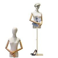 Jueraori Schaufensterpuppe Körper Weiblich, Schneiderpuppe mit Holz Armen, Mannequin Torso mit Verstellbare Höhe 140-190cm, Damenbüste Kleiderpuppe Ausstellungsstand (Farbe : Golden, Größe : M)