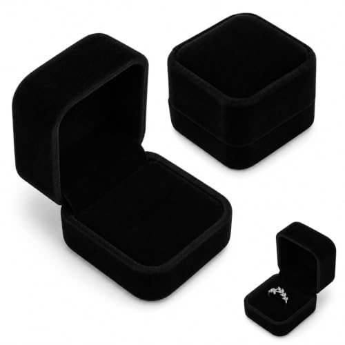 2PCS Velvet Ring Box for Engagement Wedding and Jewellery Gifts Elegant Ring Boxes for Jewellery with Soft Velvet Interior Portable Earring Gift Box and Bracelet Boxes for Jewellery Gift
