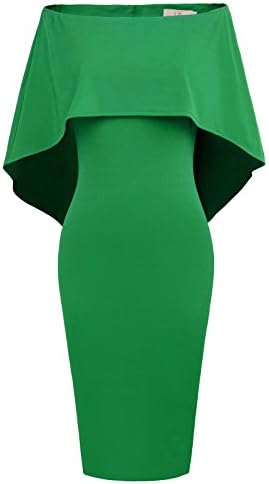 GRACE KARIN Women’s Off Shoulder Batwing Cape Slim Midi Dress
